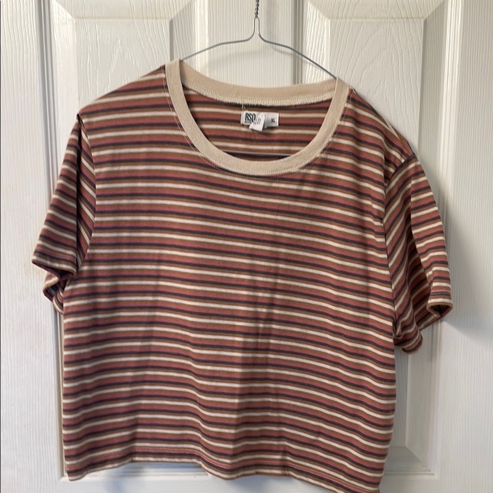 Striped Cropped Short Sleeve T-Shirt